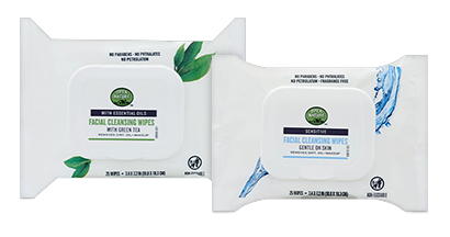 Choose facial cleansing wipes with essential oils or for sensitive skin